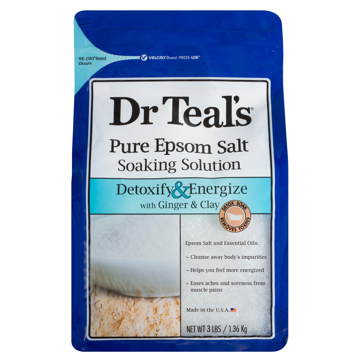 Dr Teals Pure Epsom Salt Soaking Solution With Ginger And Clay 1.36kg Dr Teal's Yallatoys