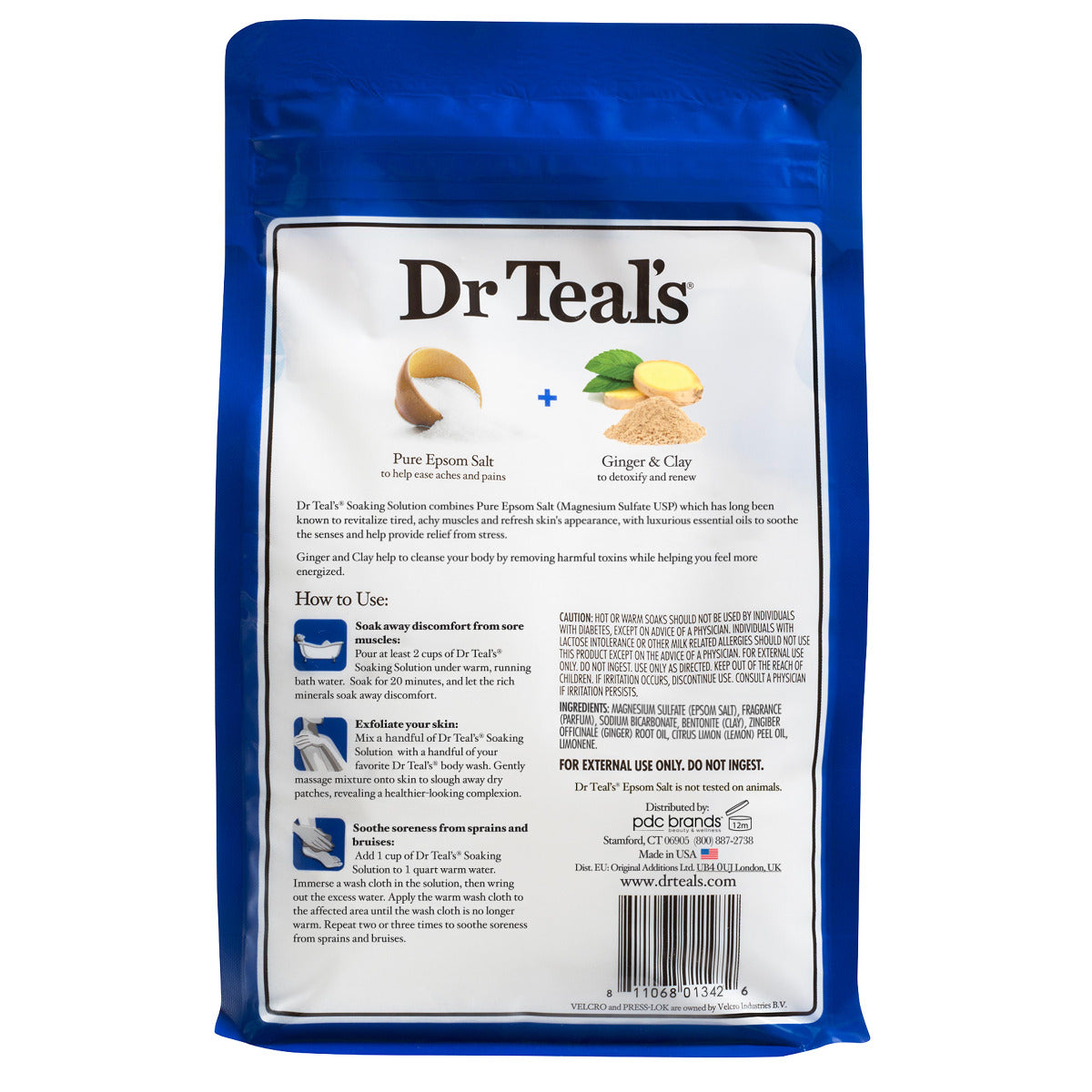 Dr Teals Pure Epsom Salt Soaking Solution With Ginger And Clay 1.36kg Dr Teal's Yallatoys