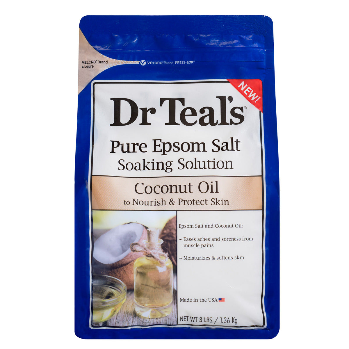 Dr Teals Salt Soak With Pure Epsom Salt Nourish & Protect With Coconut Oil 1.36kg Dr Teal's Yallatoys