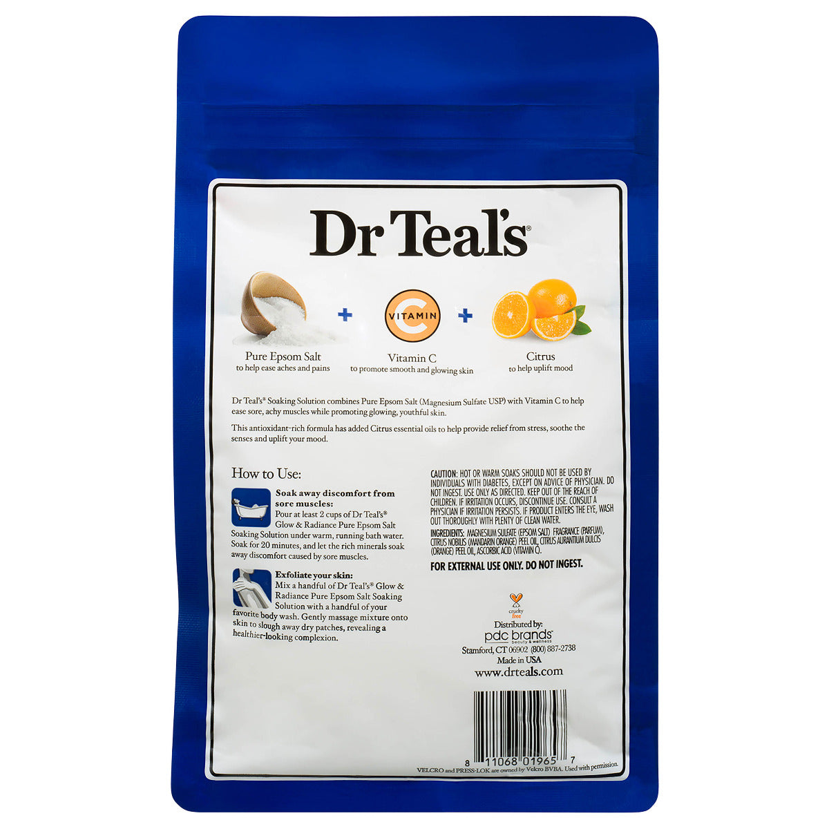 Dr Teals Salt Soak With Pure Epsom Salt Glow & Radiance With Vitamin C & Citrus Essential Oils 1.36kg Dr Teal's Yallatoys