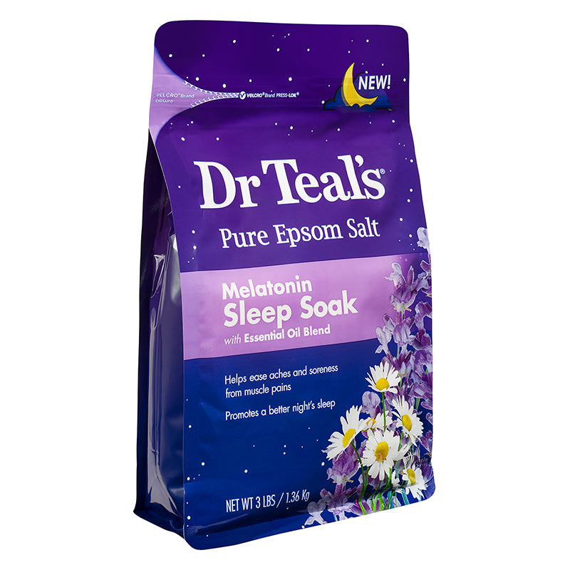 Dr Teals Pure Epsom Salt Soak Sleep Blend With Melatonin Lavender & Chamomile Essential Oils 1.36kg Dr Teal's Yallatoys