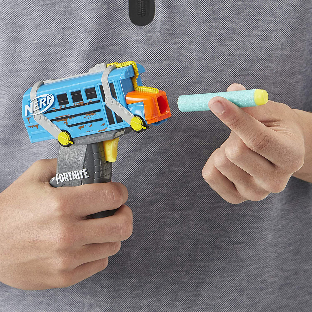 Buy Nerf Fortnite Micro Battle Bus Microshots Dart Firing Toy Blaster & 2 Official Elite Darts For Kids | Yallatoys.com