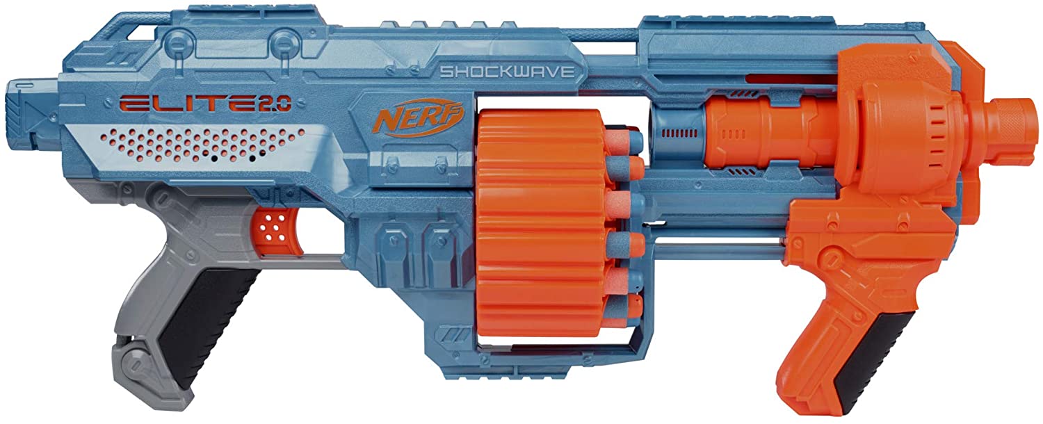 Buy Nerf Elite 2.0 Shockwave Rd-15 Blaster, 30 Nerf Darts, 15-Dart Rotating Drum, Customizing Capabilities | Yallatoys.com