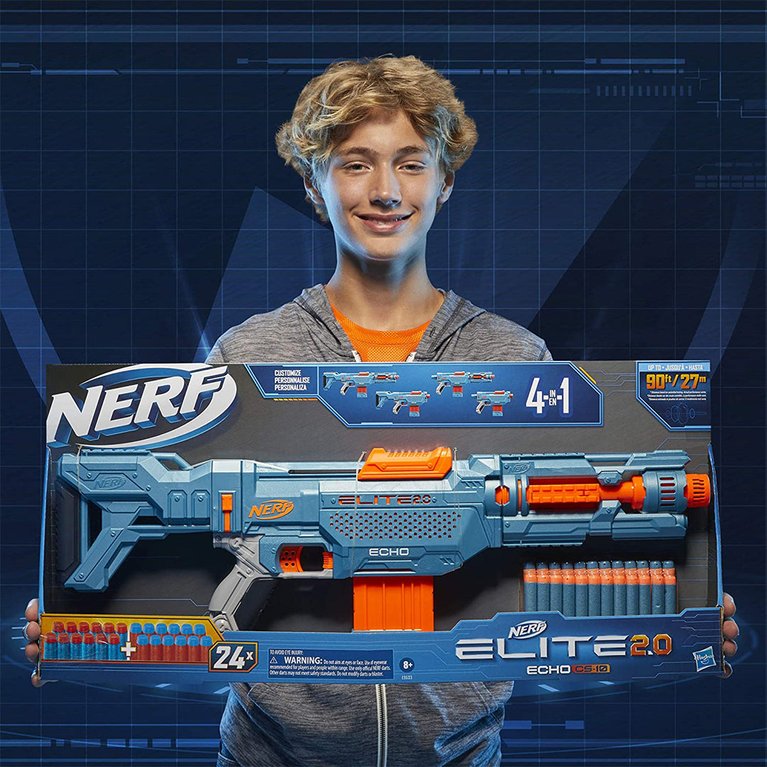Buy Nerf Elite 2.0 Echo Cs-10 Blaster, 24 Nerf Darts, 10-Dart Clip, Removable Stock And Barrel Extension, 4 Tactical Rails | Yallatoys.com
