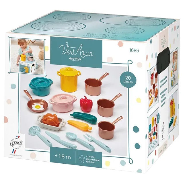 Buy Ecoiffier Cooking Pots & Traditions Vert Azur Playset 20pcs | Yallatoys.com