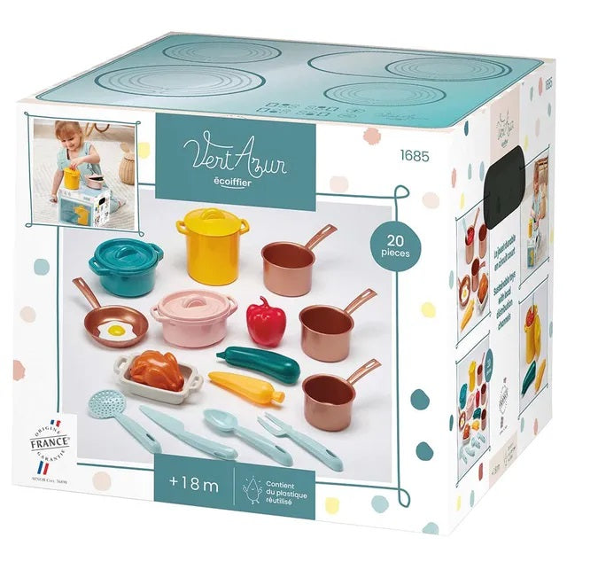 Buy Ecoiffier Cooking Pots & Traditions Vert Azur Playset 20pcs | Yallatoys.com