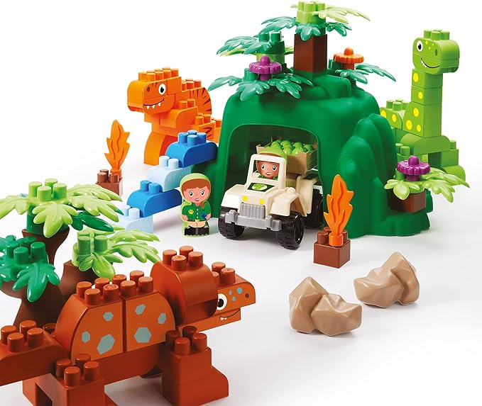Buy Ecoiffier Dinoland Abrick Building Blocks Includes Vehicle and Two Characters | Yallatoys.com