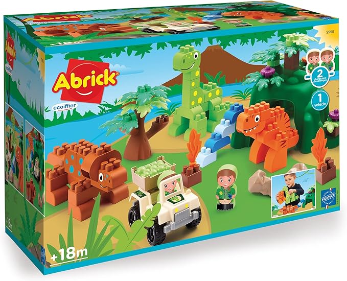 Buy Ecoiffier Dinoland Abrick Building Blocks Includes Vehicle and Two Characters | Yallatoys.com