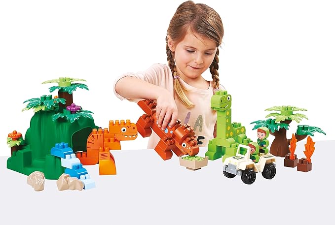 Buy Ecoiffier Dinoland Abrick Building Blocks Includes Vehicle and Two Characters | Yallatoys.com