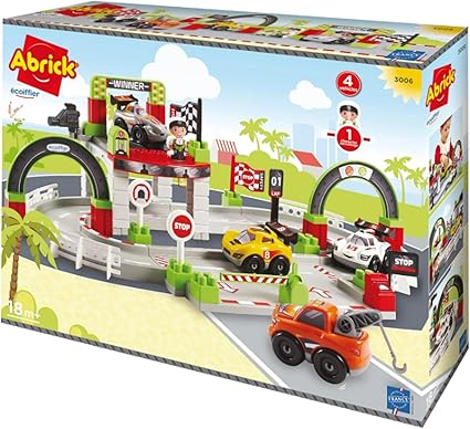 Buy Ecoiffier Abrick Grand Prix Circuit with 1 Character and 4 Playset Vehicles | Yallatoys.com