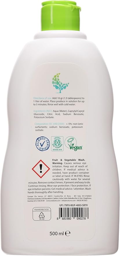 Ecolunes Fragrance Free Baby Fruit and Vegetable Wash 500ml Ecolunes Yallatoys