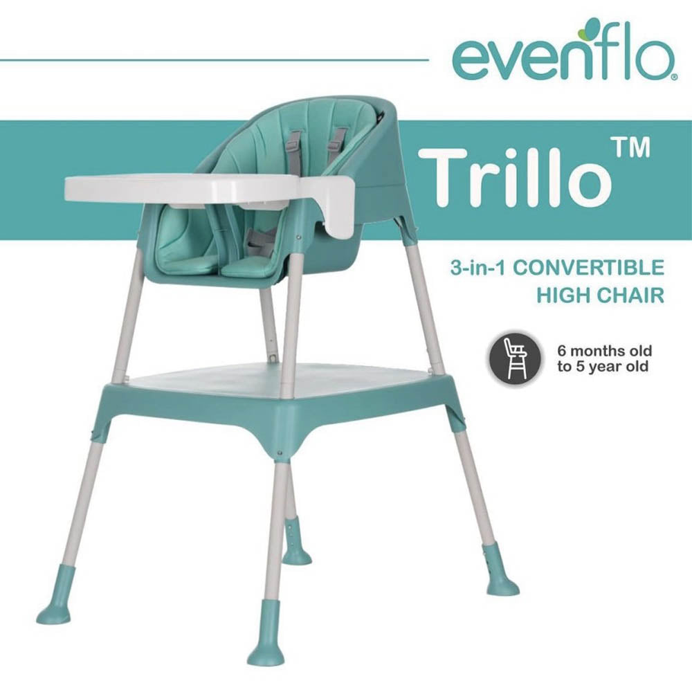 Evenflo Trillo 3 In 1 Highchair  Green Evenflo Yallatoys