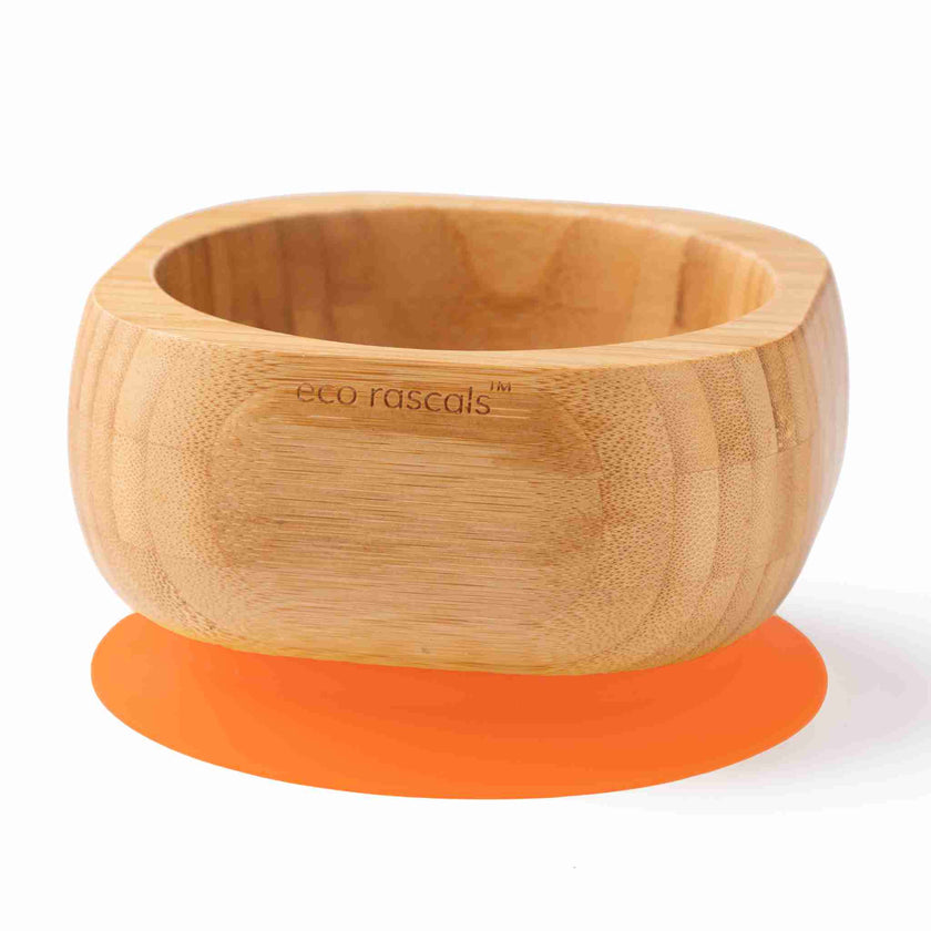 Eco Rascals Bamboo Baby Suction Bowl and Spoon Set Orange Eco Rascals Yallatoys