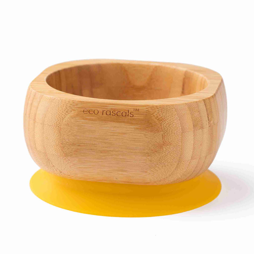 Eco Rascals Bamboo Baby Suction Bowl and Spoon Set Yellow Eco Rascals Yallatoys