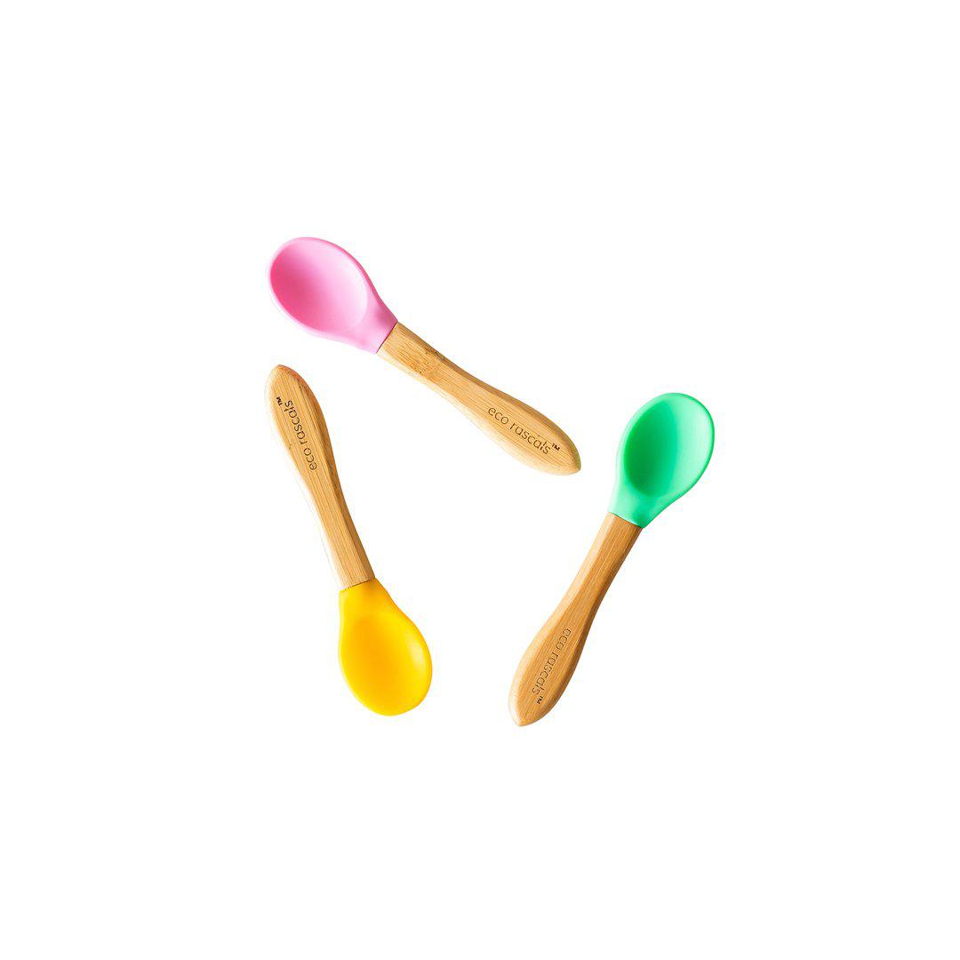 Eco Rascals Spoons Pink Green Yellow 3pcs Pack Eco Rascals Yallatoys