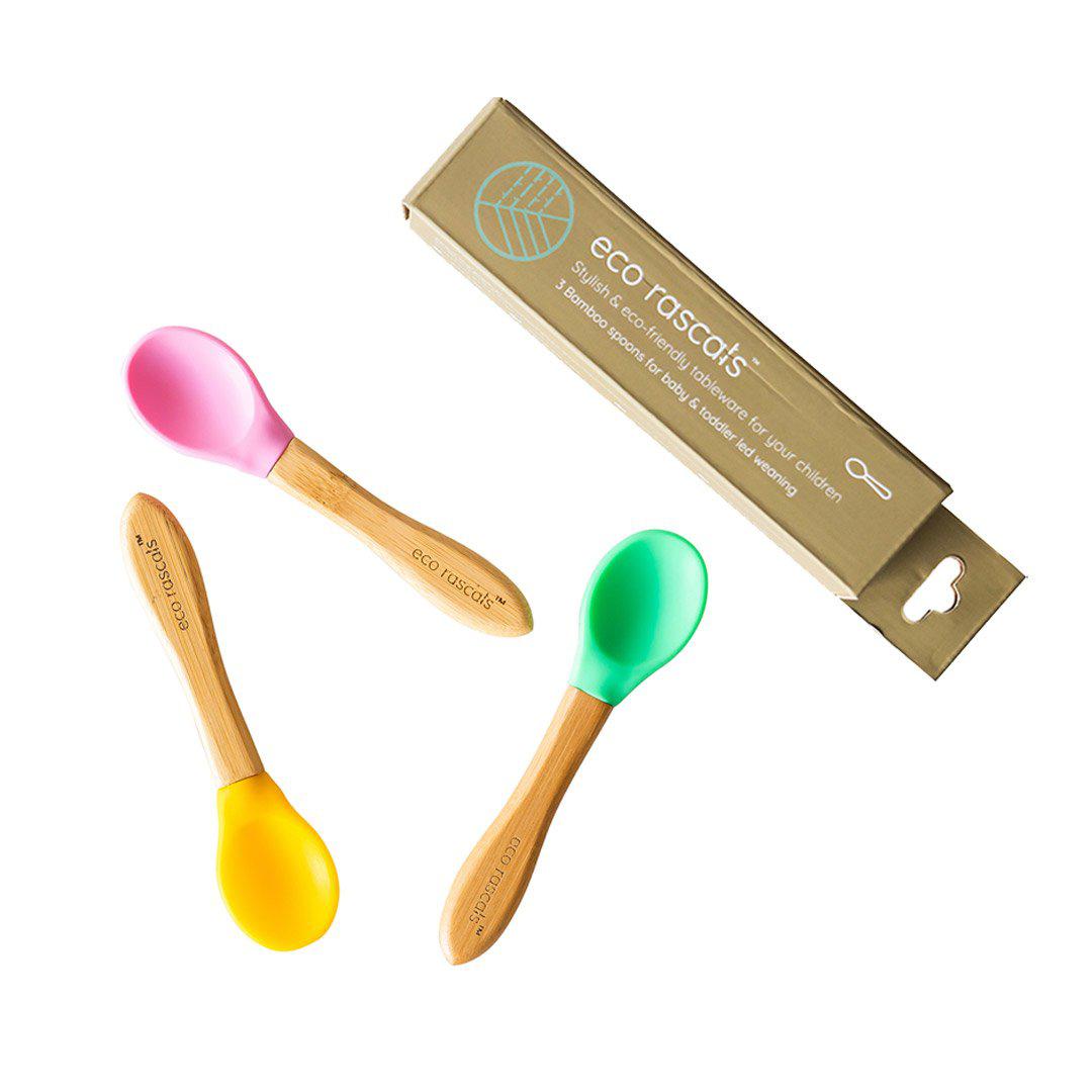 Eco Rascals Spoons Pink Green Yellow 3pcs Pack Eco Rascals Yallatoys