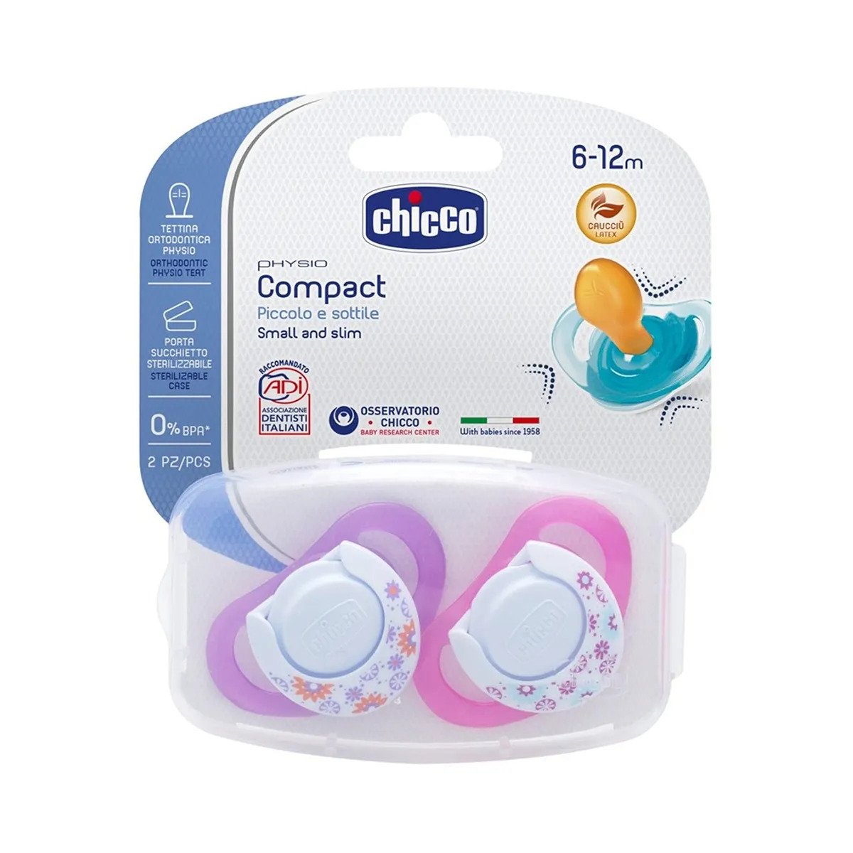 Chicco Soother Ph.Micro' Girl Sil 0 2M 2Pcs Chicco Yallatoys