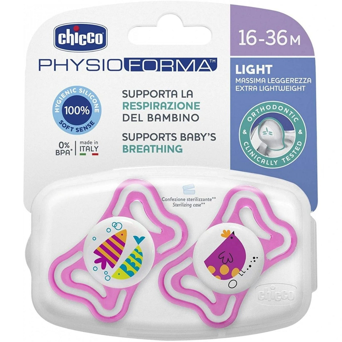 Chicco Soother Physio Light Girl 16 36M Sil 2 P Chicco Yallatoys