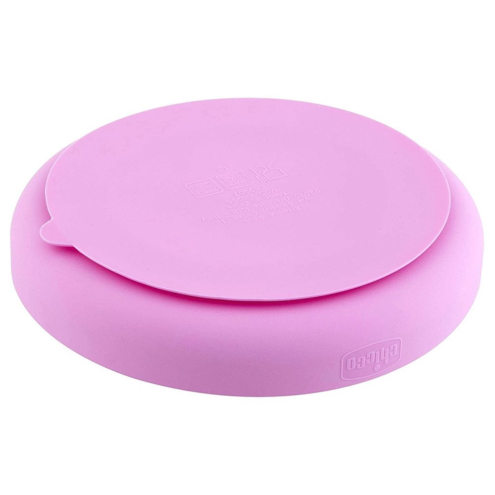 Chicco Easy Menu Silicone Plate With Suction Cup - Pink Chicco Yallatoys