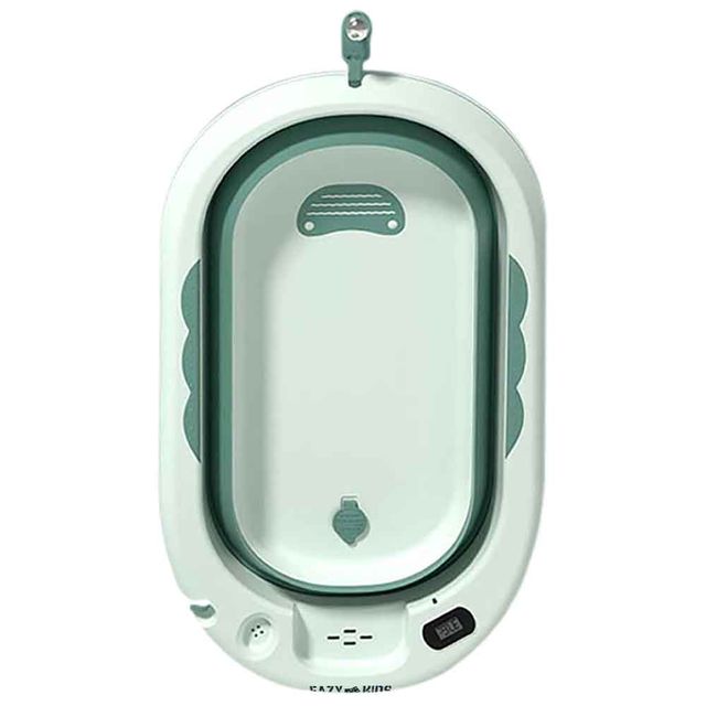 Eazy Kids Foldable Bathtub With Thermometer & Mug Green Eazy Kids Yallatoys