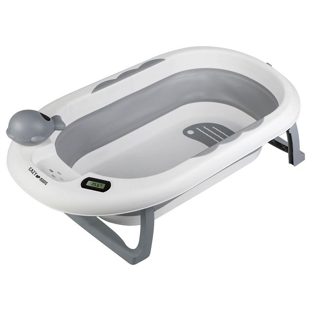 Eazy Kids Foldable Bathtub With Thermometer & Mug Grey Eazy Kids Yallatoys