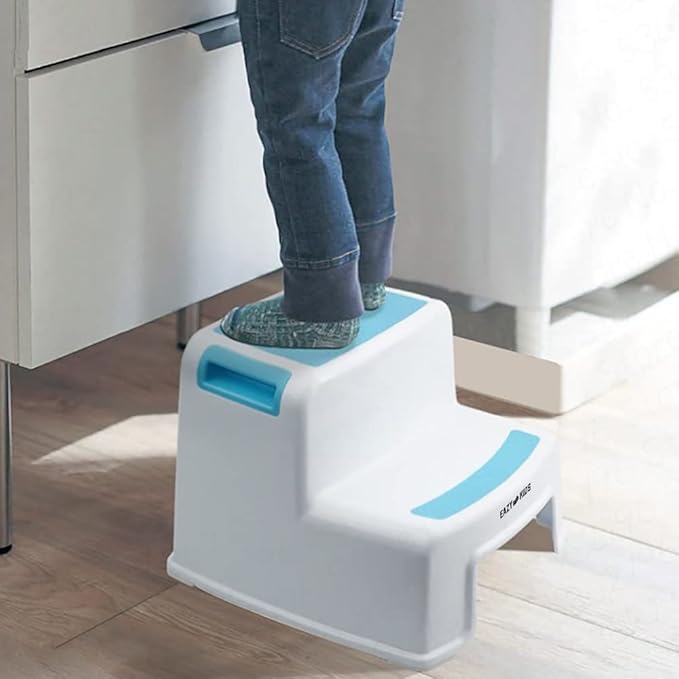 Eazy Kids Step Stool White And Blue Eazy Kids Yallatoys