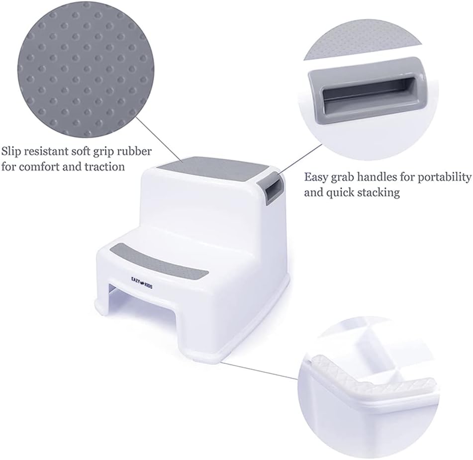 Eazy Kids Step Stool White And Grey Eazy Kids Yallatoys