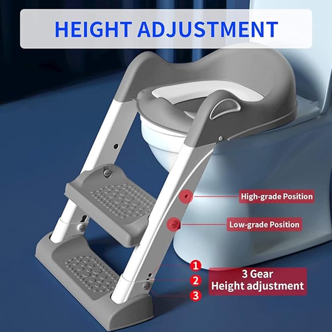 Eazy Kids Step Stool Foldable Potty Trainer Seat Grey Eazy Kids Yallatoys