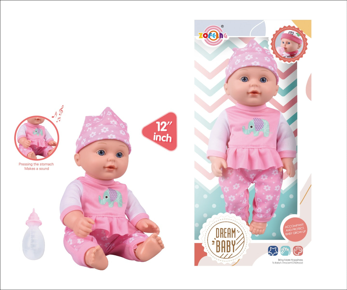 Buy Dream Baby 12inch Baby Doll Light Pink Dress | Yallatoys.com
