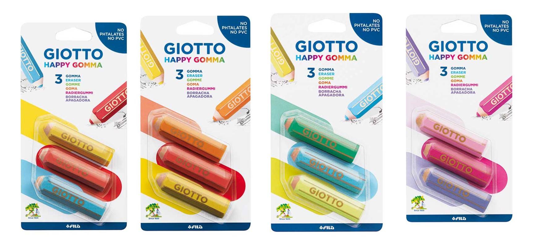 Buy Giotto Eraser Happy Gomma Blister Of 3pcs (Sold Separately Subject To Availability) | Yallatoys.com