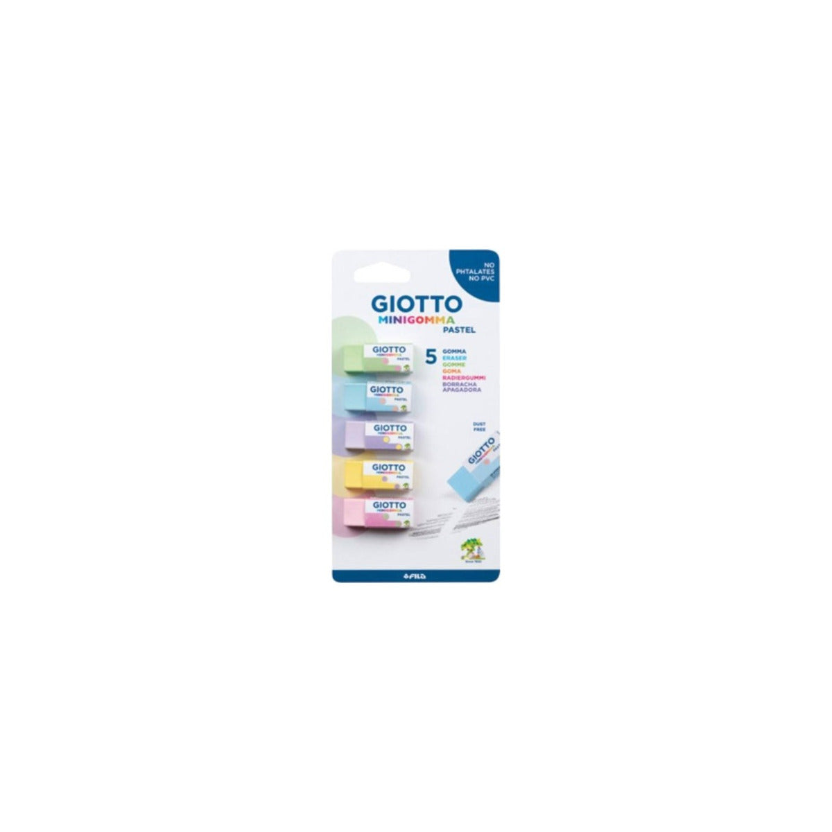 Buy Fila Giotto Minigomma Pastel Eraser Blister 5pcs | Yallatoys.com