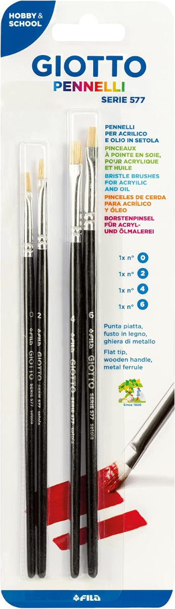 Buy Giotto Art Brushes Blister 4pcs N 0, 2, 4, 6 | Yallatoys.com