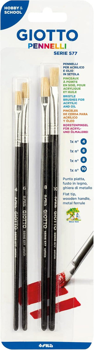 Buy Giotto Art Brushes Blister 4pcs N 4, 6, 8, 10 | Yallatoys.com