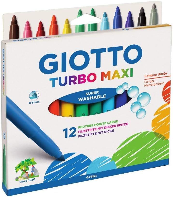 Buy Giotto Turbo Maxi Felt Tip Marker Jumbo Set Of 12pcs | Yallatoys.com