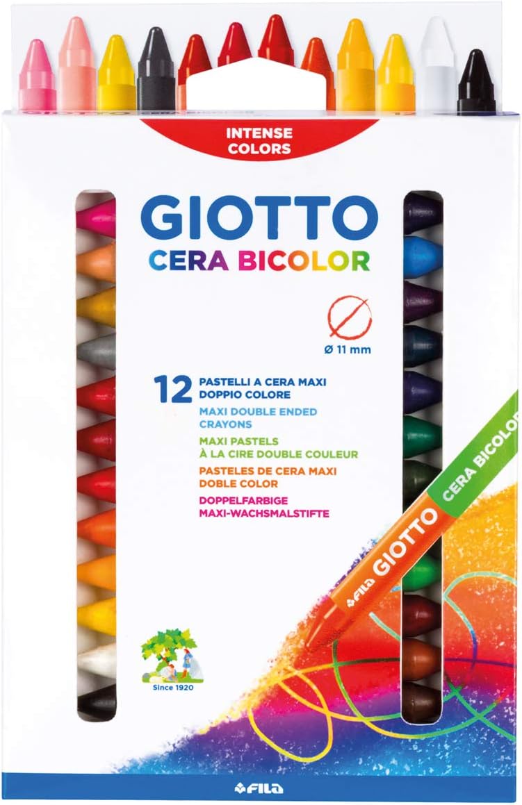 Buy Giotto Cera Bicolor Wax Crayons Double Side Set 12pcs | Yallatoys.com