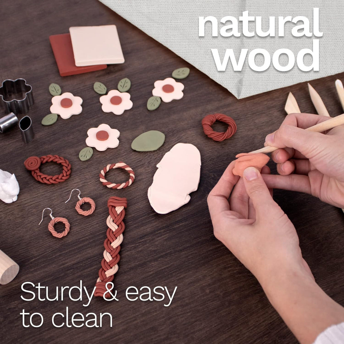 Buy Das Clay Wooden Spatulas Blister Card 2pcs | Yallatoys.com