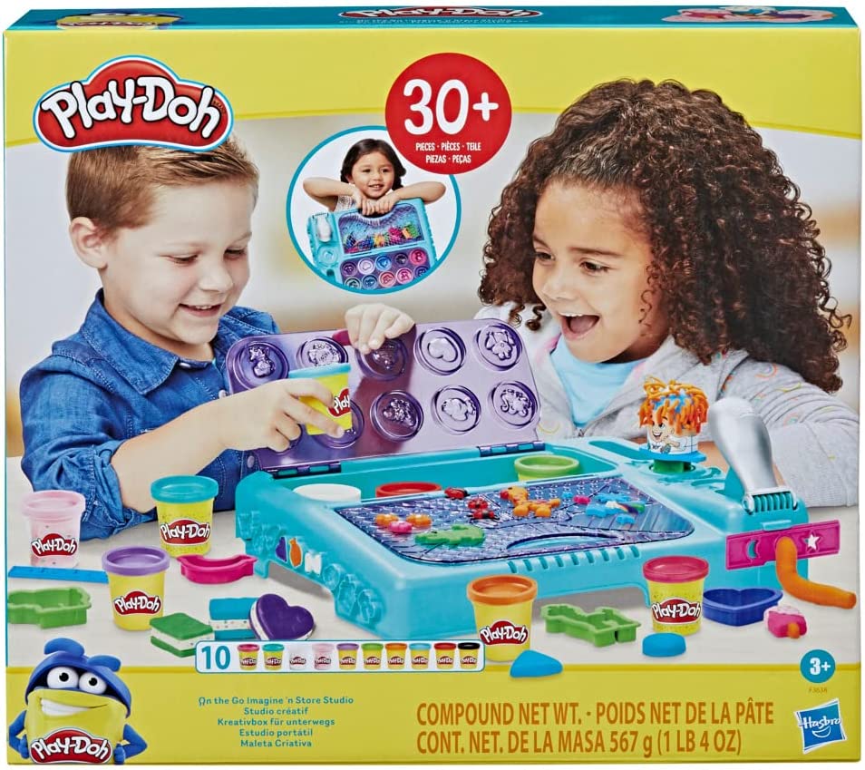 Buy Play Doh Set On The Go Imagine and Store Studio with 30 Tools and 10 Cans of Modeling Compound | Yallatoys.com