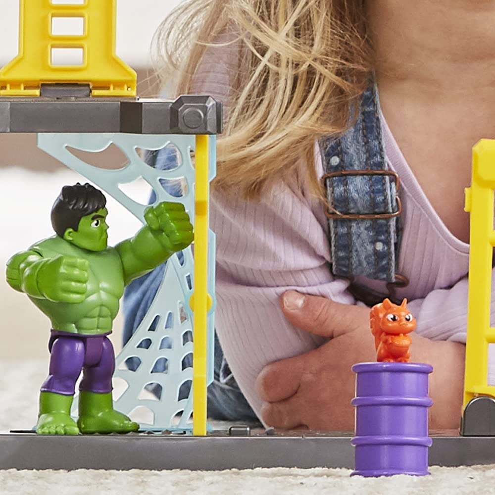 Buy Spider Man Marvel Spidey and His Amazing Friends Hulk’s Smash Yard & Hulk Playset with Toppling Tower and Smash Wall | Yallatoys.com
