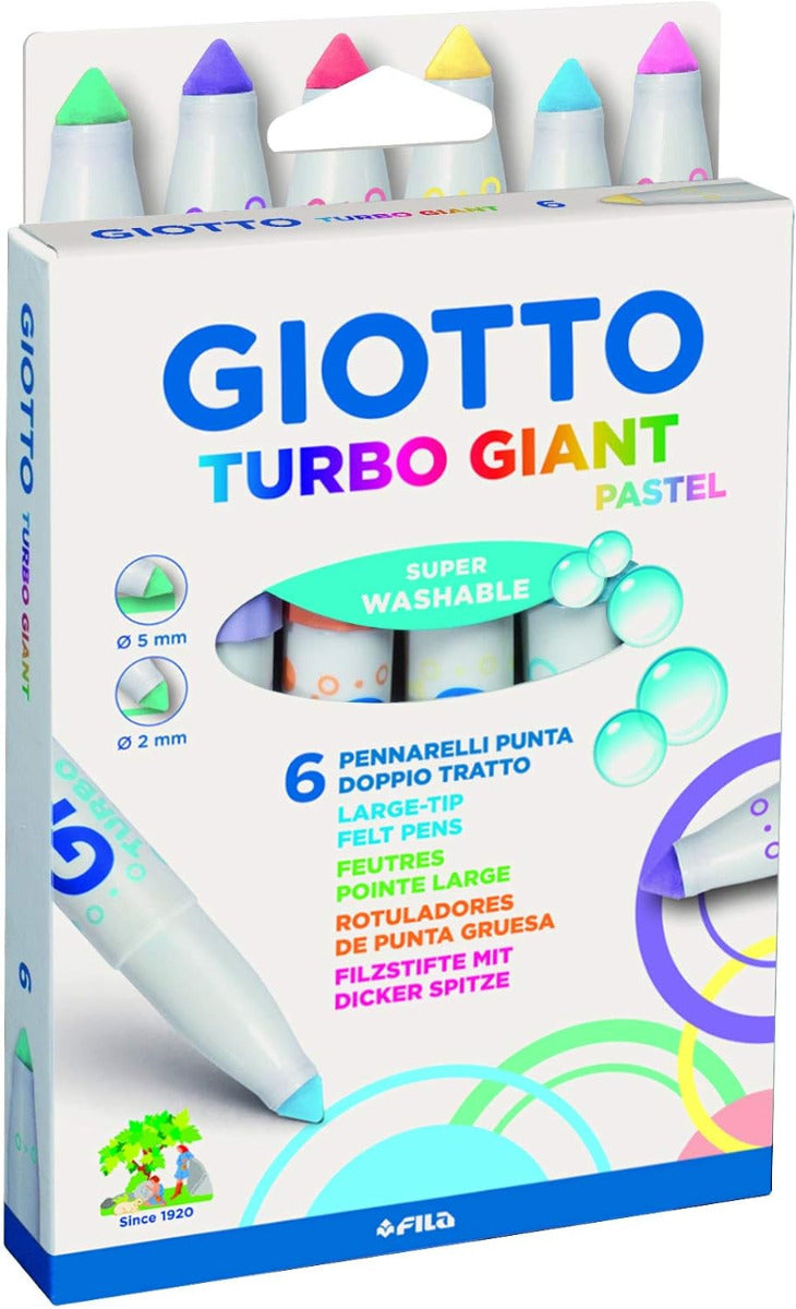 Buy Giotto Turbo Giant Felt Tip Marker Pastel Set Of 6pcs | Yallatoys.com