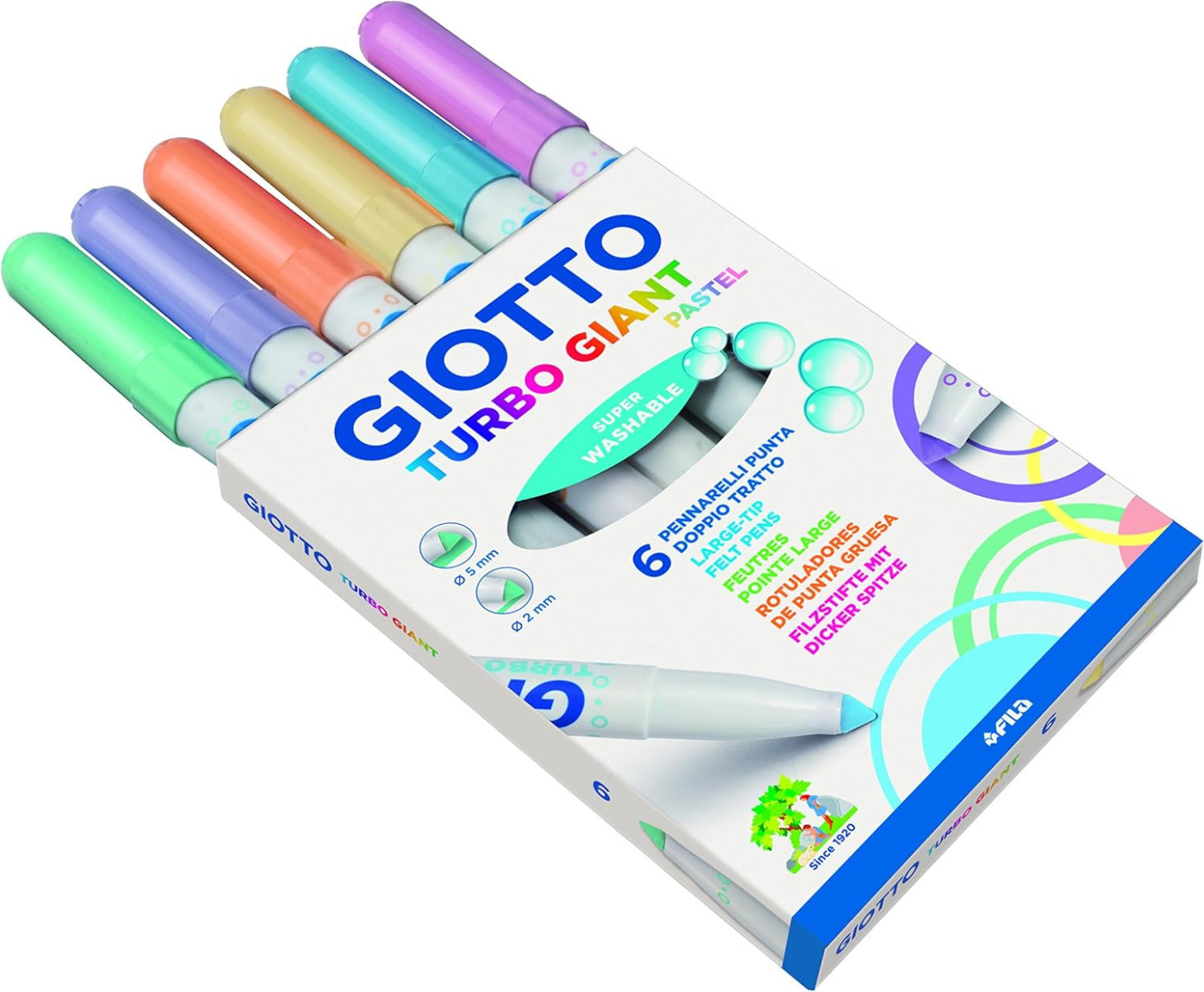 Buy Giotto Turbo Giant Felt Tip Marker Pastel Set Of 6pcs | Yallatoys.com