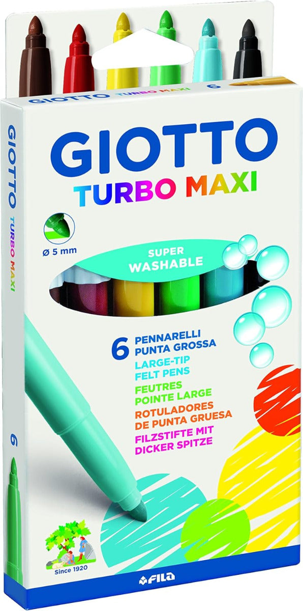 Buy Giotto Turbo Maxi Felt Tip Marker Jumbo Set Of 6pcs | Yallatoys.com