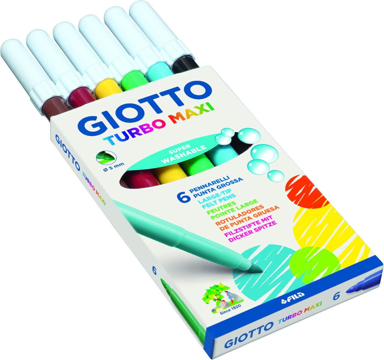 Buy Giotto Turbo Maxi Felt Tip Marker Jumbo Set Of 6pcs | Yallatoys.com