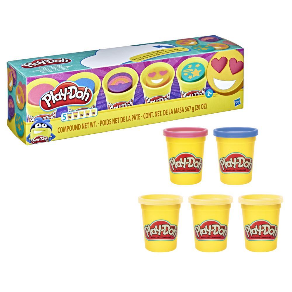 Buy Playdoh Color Me Happy 5 Pack with 3 Emoji Inspired Cans | Yallatoys.com