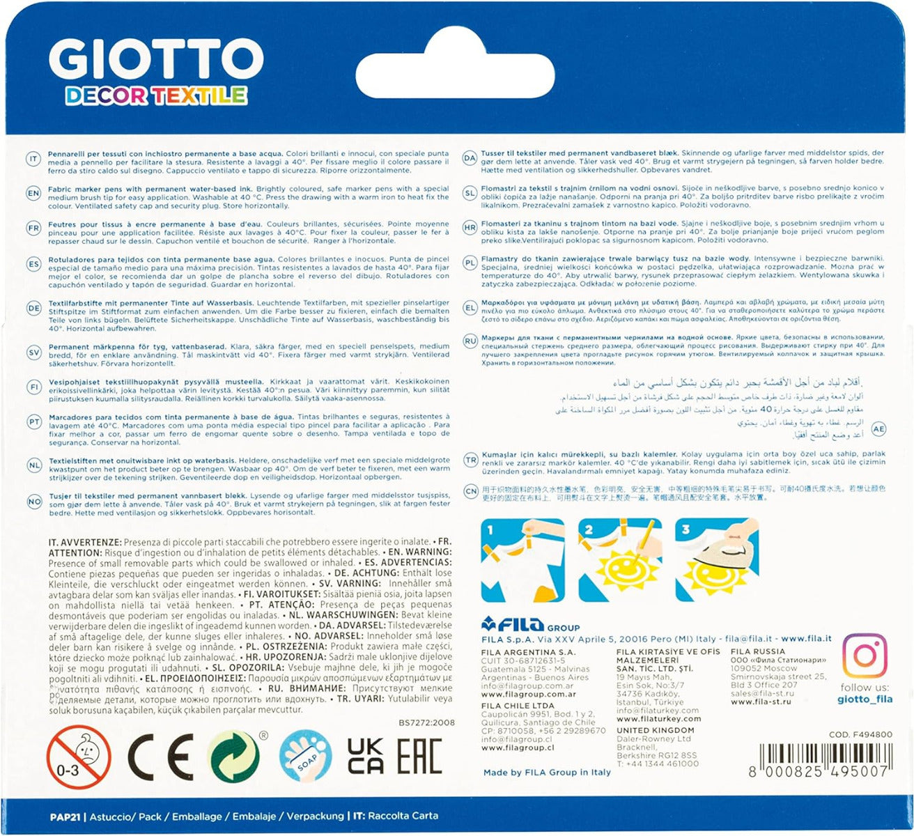 Buy Giotto Decor Textile Fabric Marker Set Of 6pcs | Yallatoys.com
