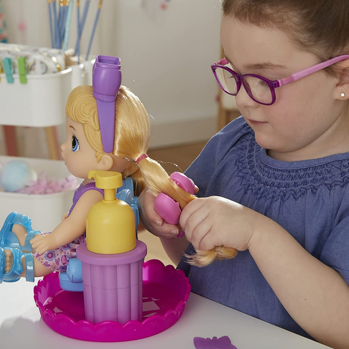 Buy Baby Alive Sudsy Styling Blonde Hair 11inch Doll with Salon Chair and Accessories | Yallatoys.com