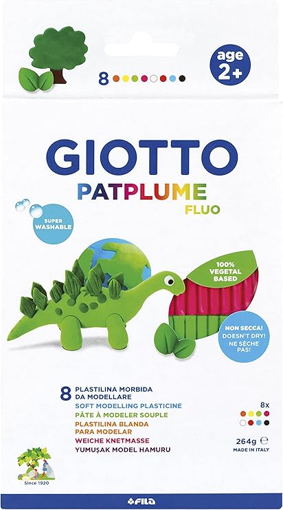 Buy Giotto Plastilina Patplume 8x33g Fluo (Sold Separately Subject To Availability) | Yallatoys.com