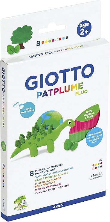 Buy Giotto Plastilina Patplume 8x33g Fluo (Sold Separately Subject To Availability) | Yallatoys.com