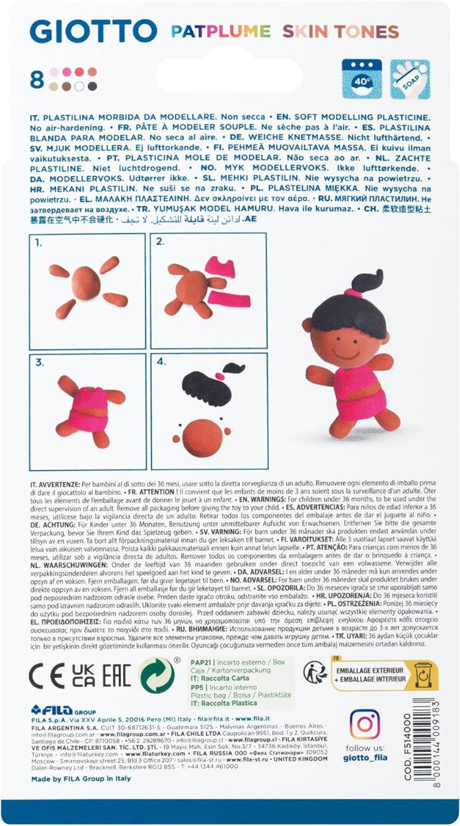 Buy Giotto Patplume Plastilina 8x33g Skin Tones Colors | Yallatoys.com