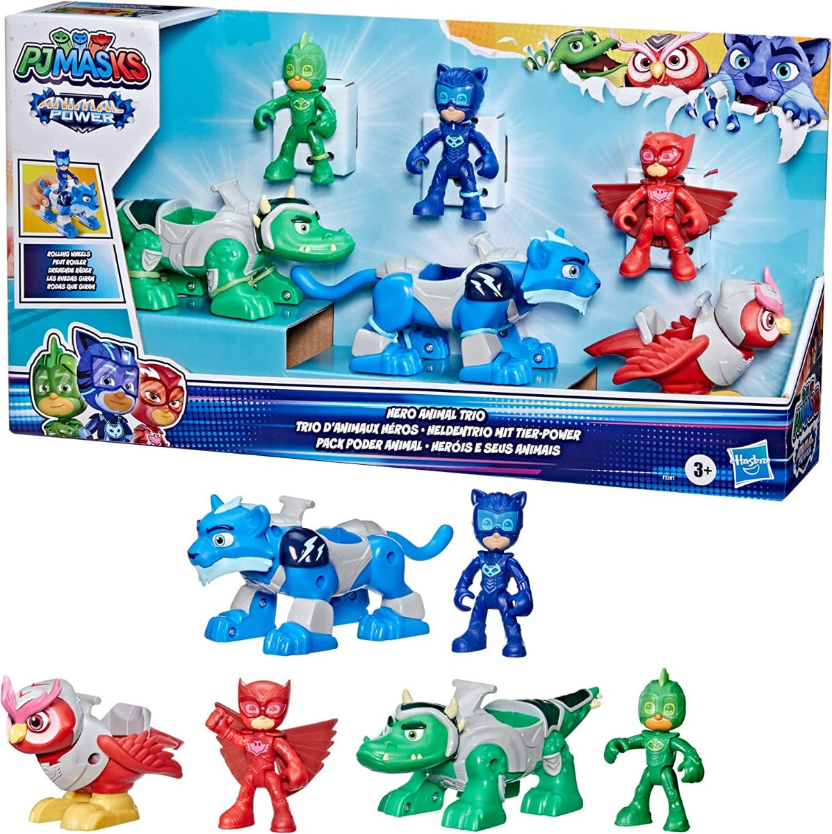 Buy PJ Masks Animal Power Hero Animal Trio Playset with 3 Toy Cars and Action Figures | Yallatoys.com