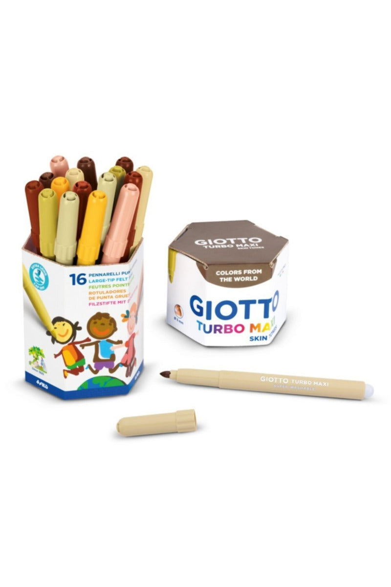 Buy Giotto Turbo Maxi Felt Tip Marker Jumbo Skin Tones Pot 16pcs | Yallatoys.com